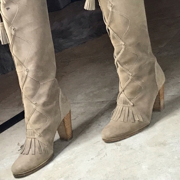 Knee high Suede boots nude - Picture 1 of 2
